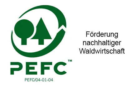 PEFC-Logo zur Förderung nachhaltiger Waldwirtschaft in bayerischen Wäldern.