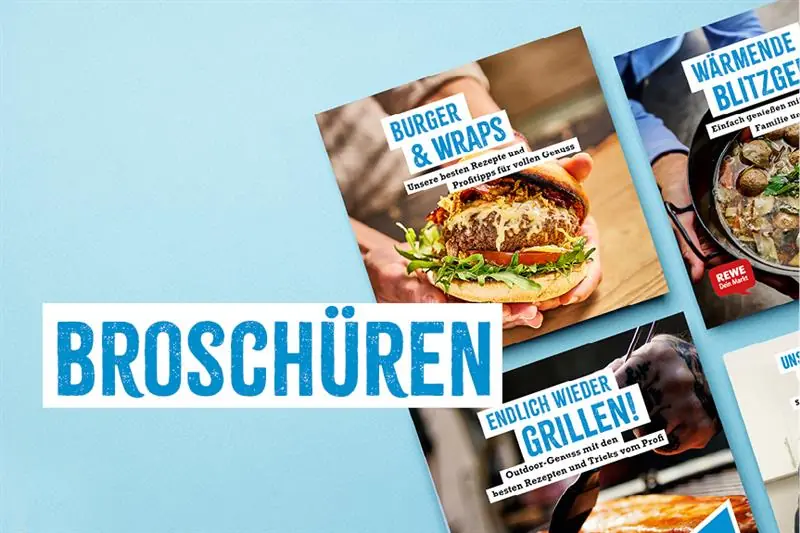 Broschüren zu Rezepten für Burger, Wraps und Grillen, ideal für kulinarische Inspiration und Outdoor-Genuss.